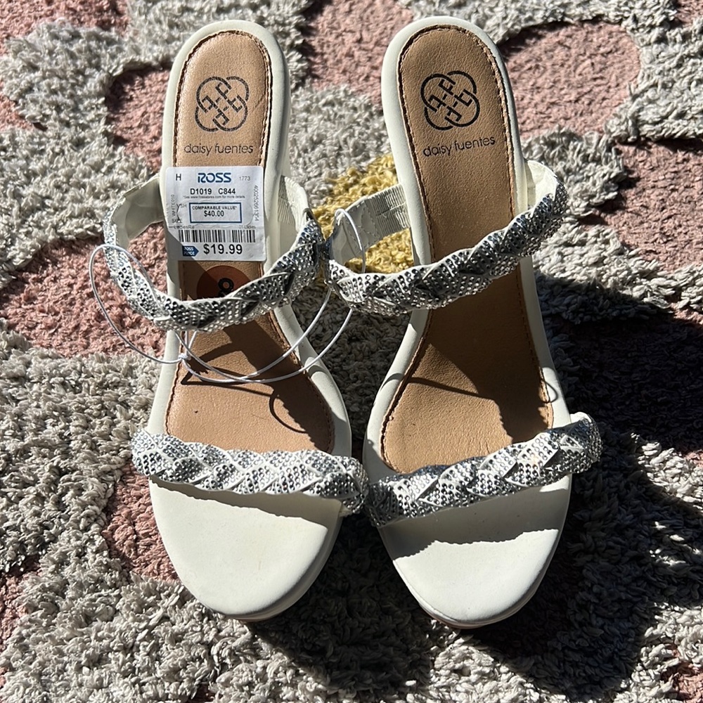 White simple heels